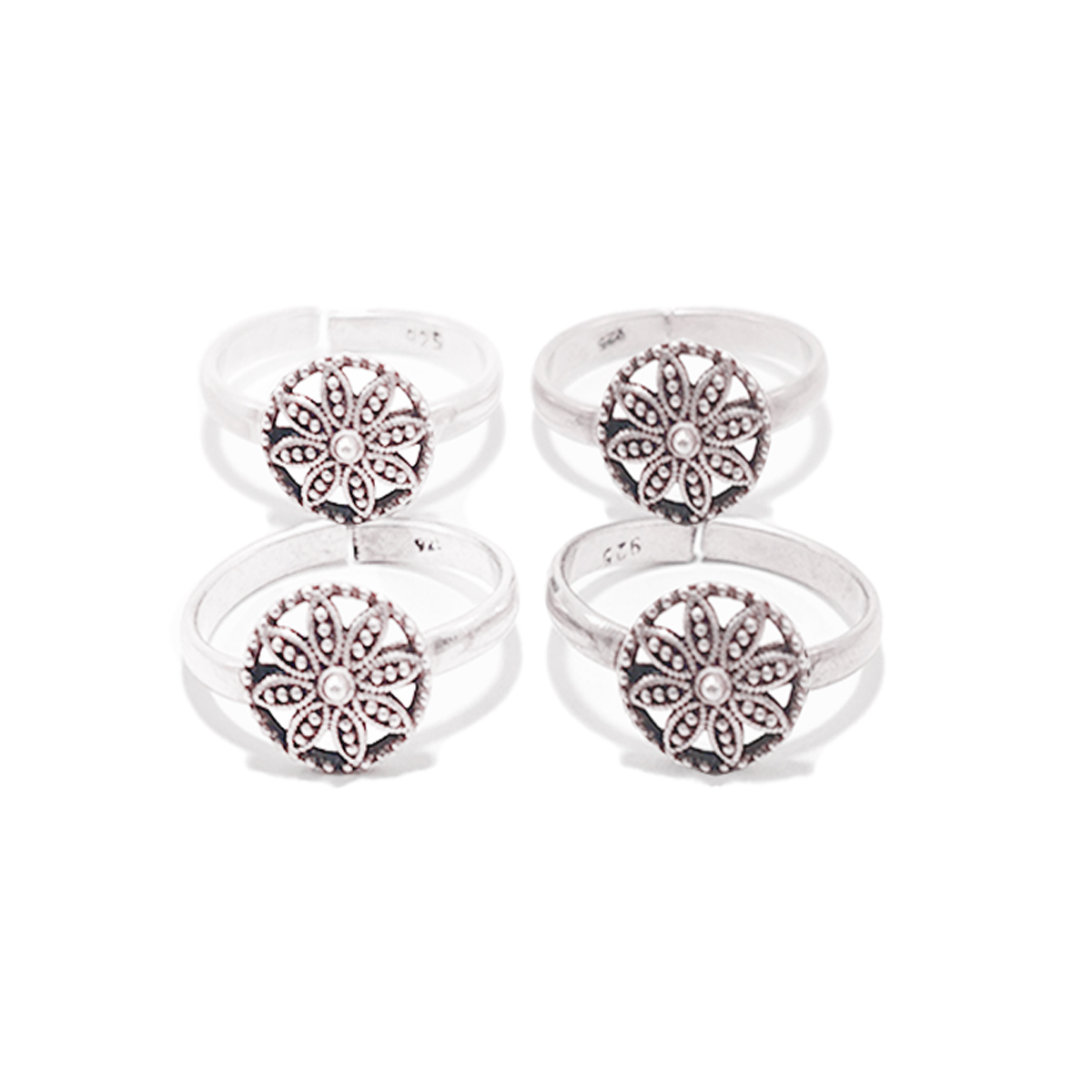 925 Sterling Silver 2 Pair of Toe Rings With Oxidized Work | Labh ...